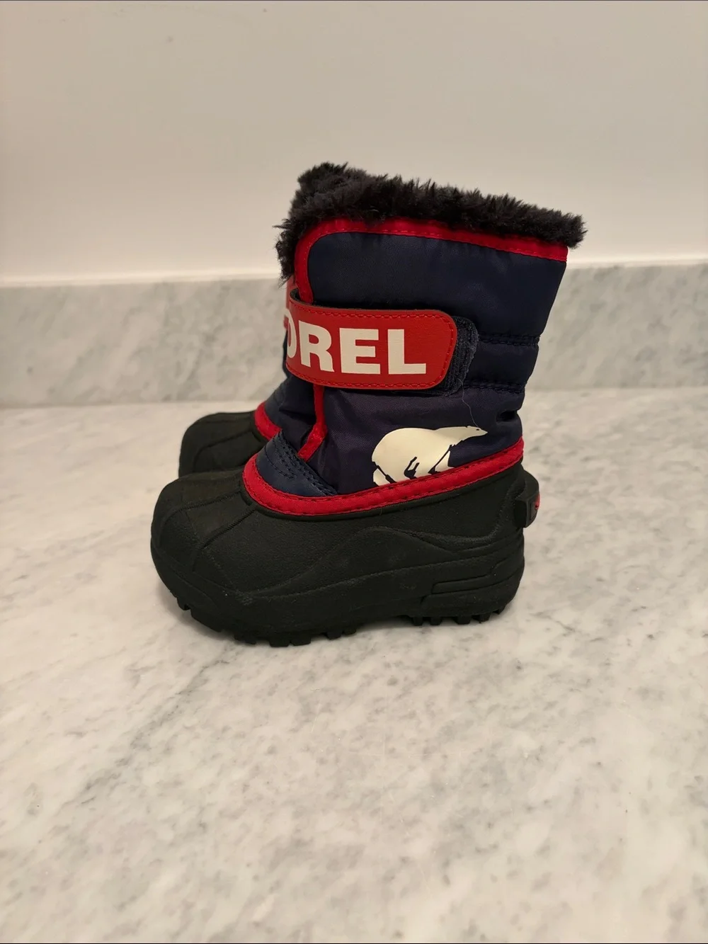 Sorel Kids' Navy and Red Winter Boots with Black Sole